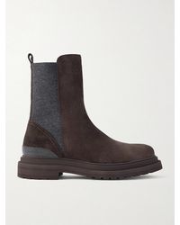 Brunello Cucinelli - Bead-Embellished Suede Chelsea Boots - Lyst