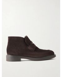 Gianvito Rossi - Suede Penny Loafer Ankle Boots - Lyst