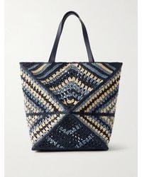 Loewe - Paula's Ibiza Puzzle Fold Large Leather-Trimmed Raffia Shoulder Bag - Lyst