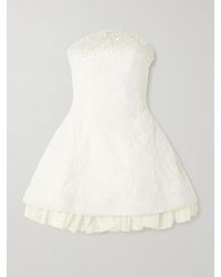 Clio Peppiatt - Olympia Strapless Embellished Stretch-Tulle Mini Dress - Lyst