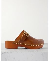 Chloé - Jeannette Embellished Leather Platform Clogs - Lyst