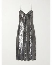 Veronica de Piante - Aya Lace-Trimmed Sequin Midi Dress - Lyst