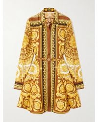 Versace - Mini-Robe En Serge De Soie Imprimée À Ceinture - Lyst