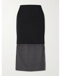 KHAITE - Sybil Layered Frayed Satin-Crepe And Organza Midi Skirt - Lyst