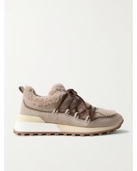 Brunello Cucinelli - Sneakers Aus Shearling Mit Gummibesätzen Und Zierperlen - Lyst