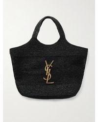 Saint Laurent - Icare Maxi Embellished Raffia Tote - Lyst