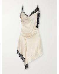 Isabel Marant - Anaziae Asymmetric Lace-Trimmed Silk-Blend Satin Mini Dress - Lyst