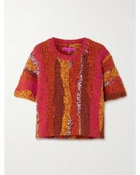 The Elder Statesman - Striped Organic Cotton-Bouclé T-Shirt - Lyst