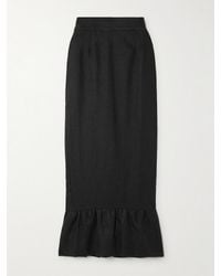Posse - Matilda Ruffled Linen Midi Skirt - Lyst