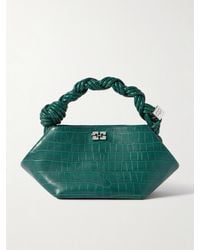 Ganni - Bou Embellished Braided Croc-Effect Recycled-Leather Shoulder Bag - Lyst