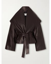 Magda Butrym - Cropped Belted Leather Jacket - Lyst