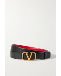 Valentino Garavani Vlogo Reversible Leather Belt - Black