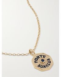 Marlo Laz - Mini Porte Bonheur 14-Karat, Enamel, Sapphire And Diamond Necklace - Lyst