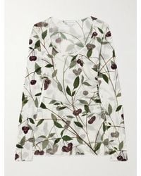 Stella McCartney - Ruched Printed Stretch-Mesh Top - Lyst