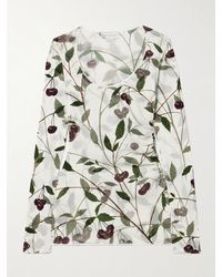 Stella McCartney - Oberteil Aus Bedrucktem Stretch-Mesh Mit Raffung - Lyst