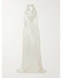 Rebecca Vallance - Attia Draped Silk-Satin Halterneck Gown - Lyst