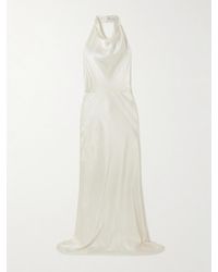 Rebecca Vallance - Neckholder-Robe Aus Seidensatin Mit Raffungen - Lyst