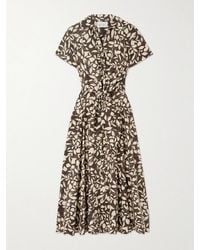Cara Cara - Asbury Tie-Detailed Printed Cotton-Poplin Midi Shirt Dress - Lyst
