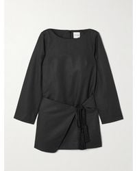 Posse - Yvette Tie-Detailed Draped Linen And Cotton-Blend Mini Dress - Lyst