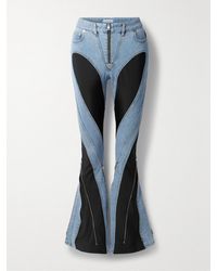 Mugler - Hoch Sitzende Schlagjeans Mit Einsätzen Aus Stretch-Jersey - Lyst