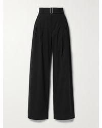 A.L.C. - Darby Belted Pleated Linen-Blend Twill Wide-Leg Pants - Lyst