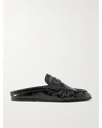 Saint Laurent - Le Loafer Glossed-Eel Slippers - Lyst