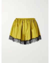 Ulla Johnson - Georgina Chantilly Lace-Trimmed Silk-Twill Shorts - Lyst
