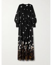 Erdem - Elena Gathered Floral-Print Silk-Chiffon Gown - Lyst
