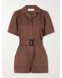 Giuliva Heritage - Sienna Belted Silk And Linen-Blend Playsuit - Lyst