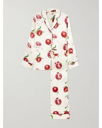 Olivia Von Halle - Lila Printed Silk-Satin Pajama Set - Lyst