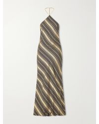 Stella McCartney - Striped Silk-Blend Halter Neck Maxi Dress - Lyst