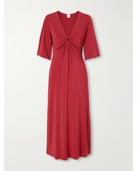 Max Mara - Beachwear Ruched Cut-Out Stretch-Jersey Maxi Dress - Lyst