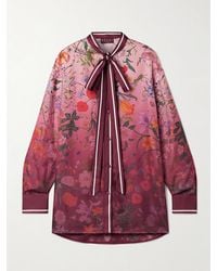 Gucci - Pussy-Bow Floral-Print Silk-Twill Shirt - Lyst