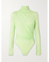 GAUGE81 - Patra Draped Neon Stretch-Jersey Turtleneck Bodysuit - Lyst