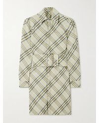 Burberry - Belted Checked Linen-Bend Mini Shirt Dress - Lyst