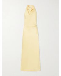 Jonathan Simkhai - Reannon Draped Satin Halterneck Gown - Lyst
