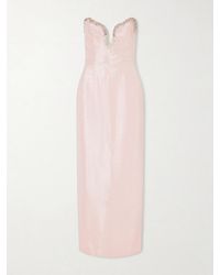 Clio Peppiatt - Selene Embellished Scalloped Strapless Satin-Crepe Gown - Lyst