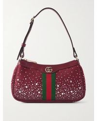 Gucci - Ophidia Schultertasche Aus Canvas Mit Jacquard-Muster Mit Lederbesätzen Und Kristallen - Lyst