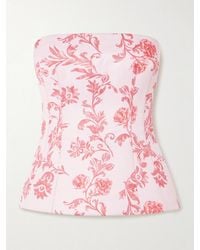 Emilia Wickstead - Kerina Strapless Floral-Print Faille Bustier Top - Lyst