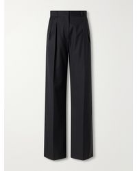 Loulou de Saison - Sbiru Pleated Wool-Twill Straight-Leg Pants - Lyst