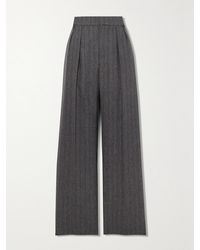 Brunello Cucinelli - Striped Pleated Wool-Blend Wide-Leg Pants - Lyst