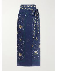 Agua Bendita - Floral Print Wrap Cotton And Silk-Blend Coverup - Lyst