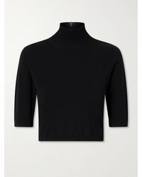 Max Mara - Canale Cropped Ribbed-Knit Turtleneck T-Shirt - Lyst