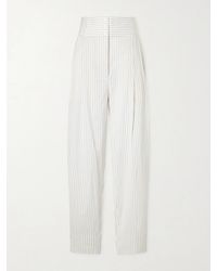 TOTEME - Pleated Striped Cotton And Silk-Blend Straight-Leg Pants - Lyst