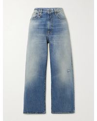 R13 - D'Arcy Cropped Distressed High-Rise Wide-Leg Jeans - Lyst
