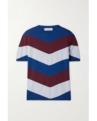 Gabriela Hearst Bruno Gestreiftes T-shirt Aus Merinowolle - Blau