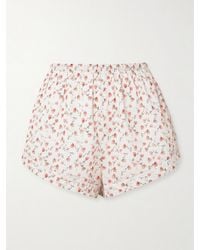 Posse - Charlotte Lace-Trimmed Floral-Print Cotton Shorts - Lyst