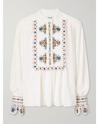 Isabel Marant - Monique Embroidered Linen-Blend Blouse - Lyst