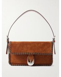 STAUD - Harlow Buckled Whipstitched Suede Shoulder Bag - Lyst