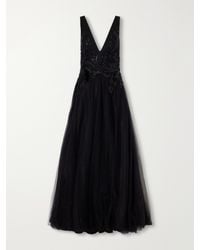 Costarellos - Vianna Embellished Velvet-Trimmed Tulle Gown - Lyst